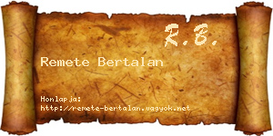 Remete Bertalan névjegykártya